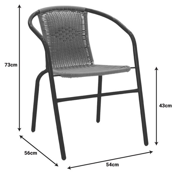 Fotoliu de Gradina Model Obbi, Gri/Negru, 54x56x73 cm