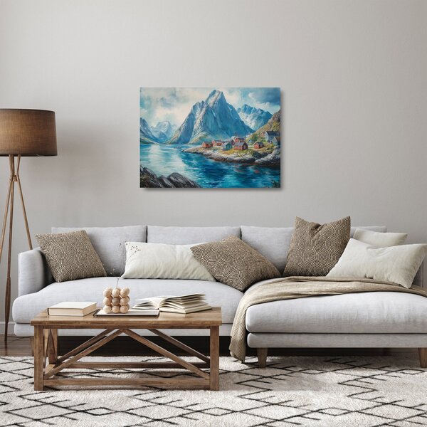 Tablou pe sticlă - Sat norvegian (70x50 cm)