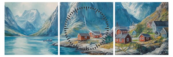 Tablou - Sat norvegian (cu ceas) (90x30 cm)