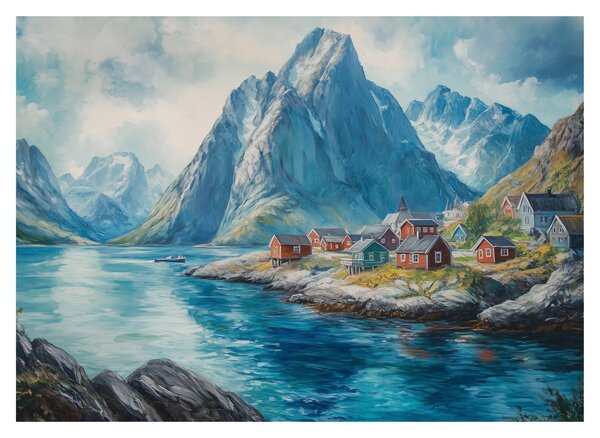 Tablou pe sticlă - Sat norvegian (70x50 cm)
