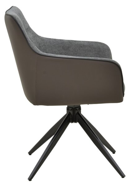 Fotoliu rotativ Debra, Pako World, Textil, Gri, 64x60x83 cm