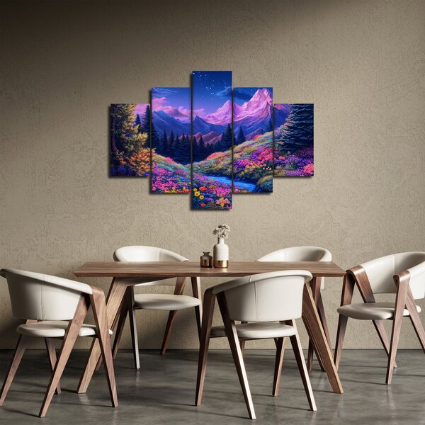 Tablou - Peisaj violet la lună plină (150x105 cm)