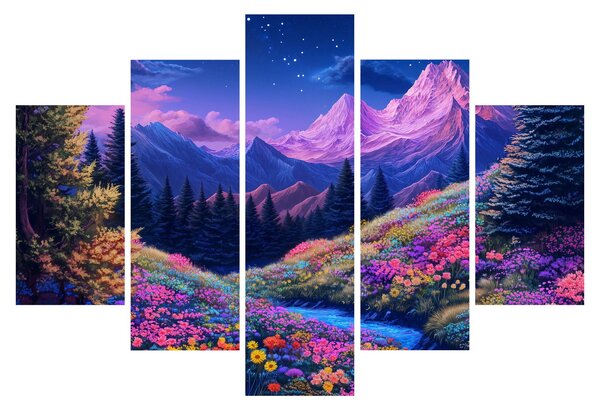 Tablou - Peisaj violet la lună plină (150x105 cm)
