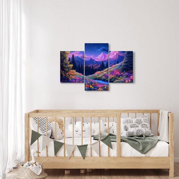 Tablou - Peisaj violet la lună plină (90x60 cm)