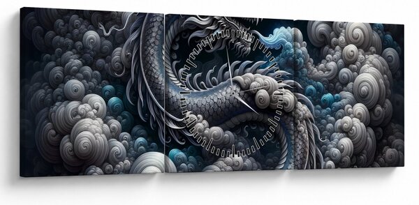 Tablou – Dragon în fum (cu ceas) (90x30 cm)