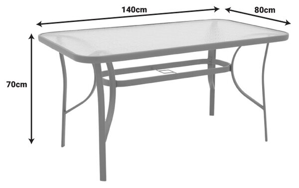 Set dining Sussie-Ensure, Pako World, Metal, Sticla, Negru, 140x80x70 cm