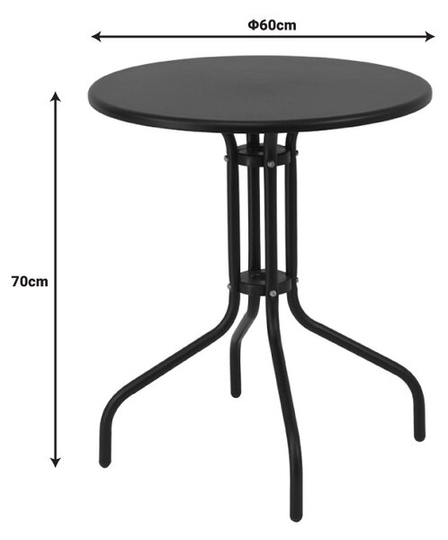 Masa dining Vergo-Sussie, Pako World, Metal , Negru, 60x60x70 cm