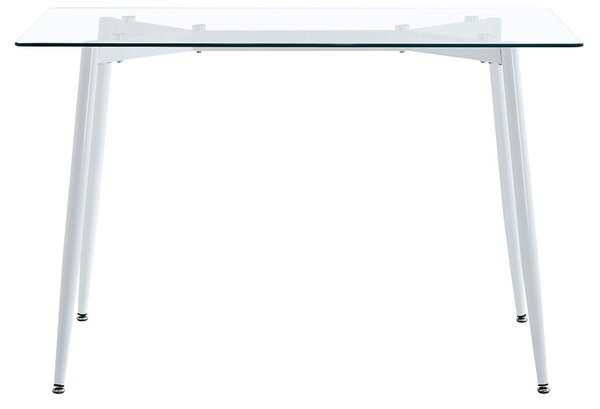 Masa dining Quana, Pako World, Sticla, Picioare albe, 120x70x75 cm
