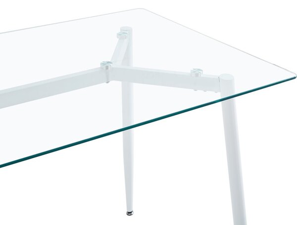 Masa dining Quana, Pako World, Sticla, Picioare albe, 120x70x75 cm