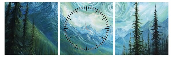 Tablou - Peisaj cu o adiere din Van Gogh (cu ceas) (90x30 cm)