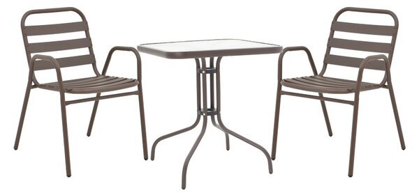 Set masă și scaune de exterior, 3 Piese, Model Watson-Sussie, Maro, 60x60x70 cm