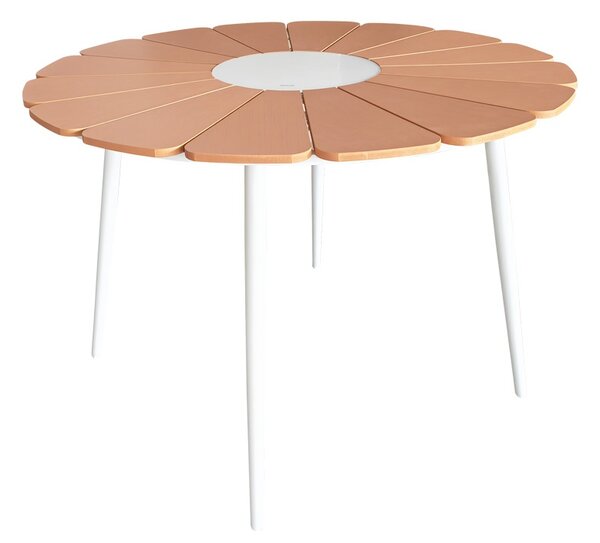 Set masa si scaune Pinap-Dashiell, Pako World, 5 piese, Alb-Natural, 110x110x74 cm