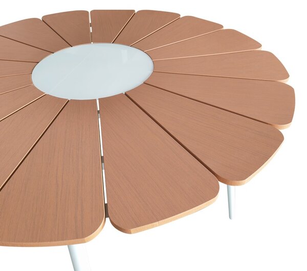 Set masa si scaune Pinap-Dashiell, Pako World, 5 piese, Alb-Natural, 110x110x74 cm
