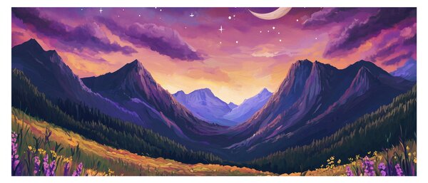 Tablou - Peisaj violet (120x50 cm)
