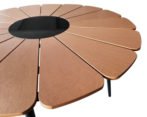 Set masa si scaune Pinap-Dashiell, Pako World, 5 piese, Negru-Natural, 110x110x74 cm