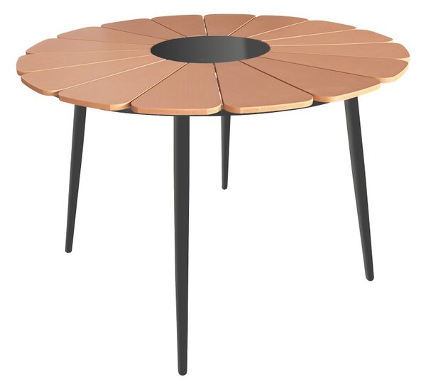 Set masa si scaune Pinap-Dashiell, Pako World, 5 piese, Negru-Natural, 110x110x74 cm