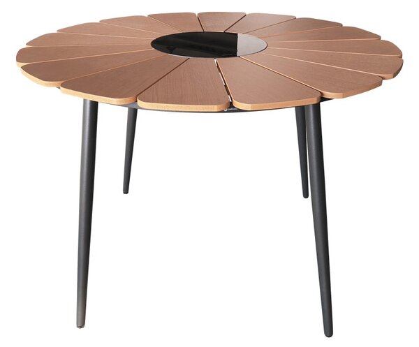 Set masa si scaune Pinap-Dashiell, Pako World, 5 piese, Negru-Natural, 110x110x74 cm