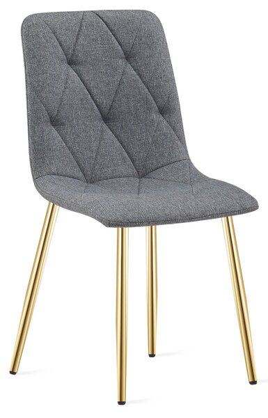 Scaun Bucatarie/Dining Fido ,Picioare Aurii, Textil Gri
