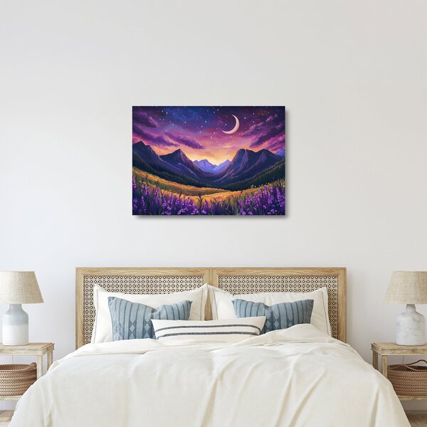 Tablou pe sticlă - Peisaj violet (70x50 cm)