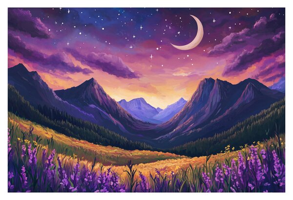 Tablou - Peisaj violet (90x60 cm)