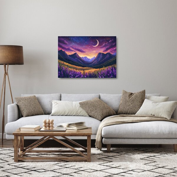 Tablou pe sticlă - Peisaj violet (70x50 cm)