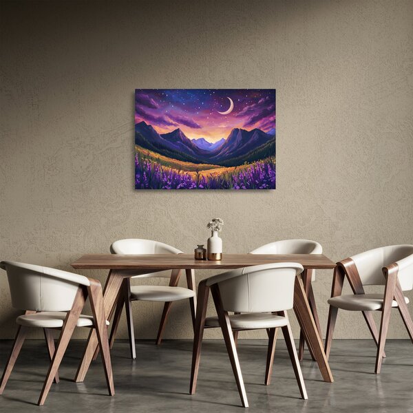 Tablou pe sticlă - Peisaj violet (70x50 cm)