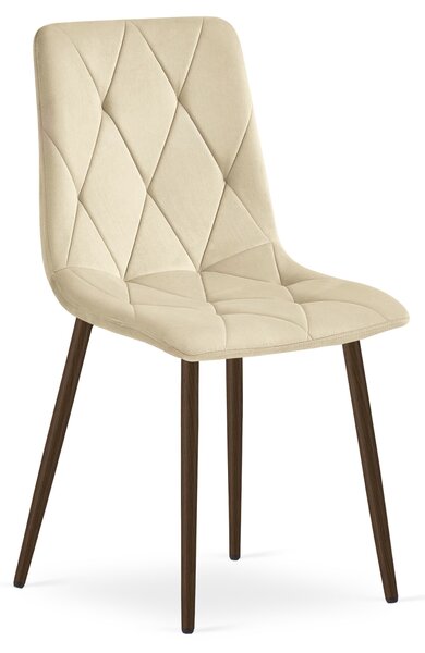 Scaun Bucatarie/Dining Fido Picioare Finisaj Lemn Culoare Nuc, Catifea Bej