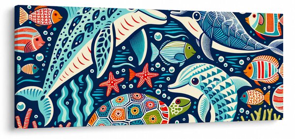 Tablou – Animale acvatice desenate (120x50 cm)