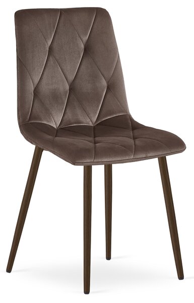 Scaun Bucatarie/Dining Fido Picioare Finisaj Lemn, Culoare Nuc , Catifea Maro Inchis