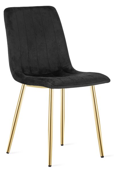 Scaun Bucatarie/Dining Gabe ,Picioare Aurii, Catifea Neagra
