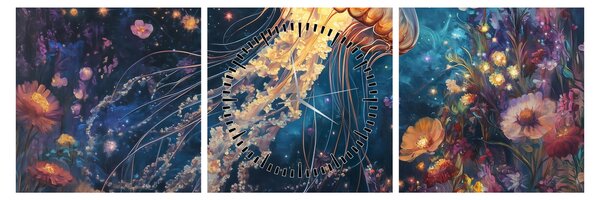Tablou - Meduză magică (cu ceas) (90x30 cm)