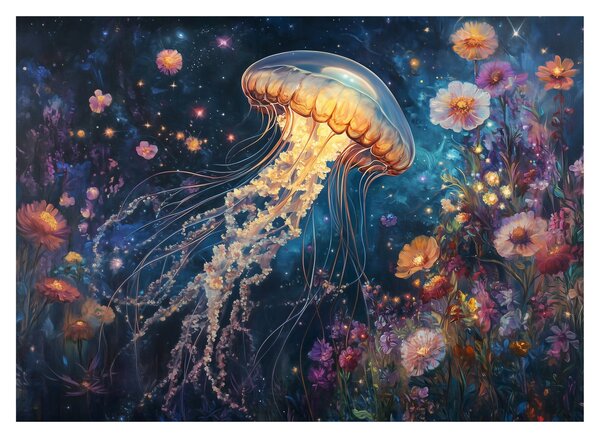 Tablou pe sticlă - Meduză magică (70x50 cm)