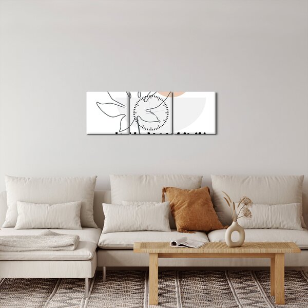 Tablou - Linie de artă flori N⁰3 (cu ceas) (90x30 cm)