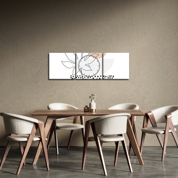 Tablou - Linie de artă flori N⁰3 (cu ceas) (90x30 cm)