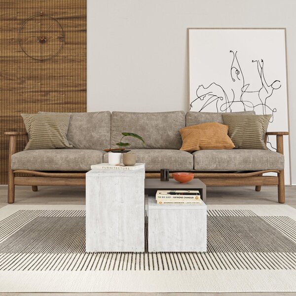 Set 3 masute Kantar, Pako World, Alb, 65x30x39 cm