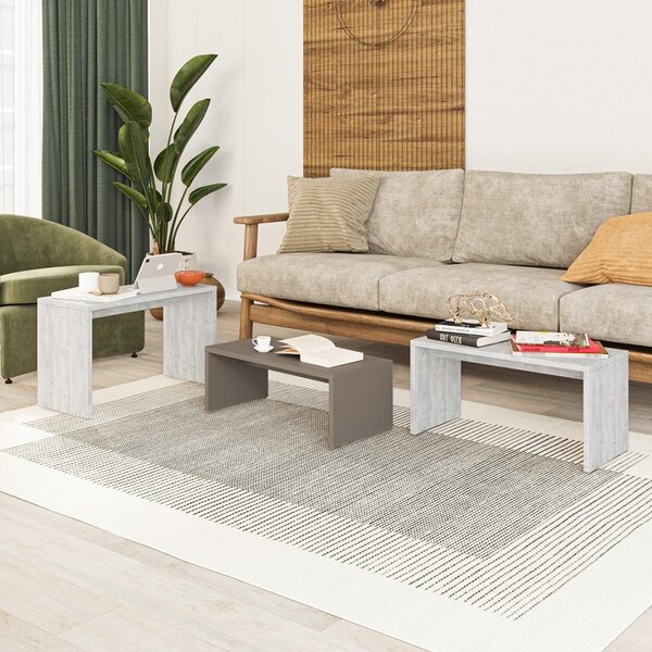 Set 3 masute Kantar, Pako World, Alb, 65x30x39 cm