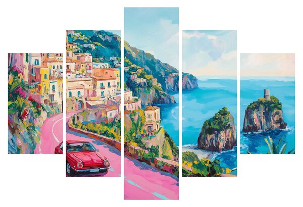 Tablou - Drum roz pe coastă (150x105 cm)