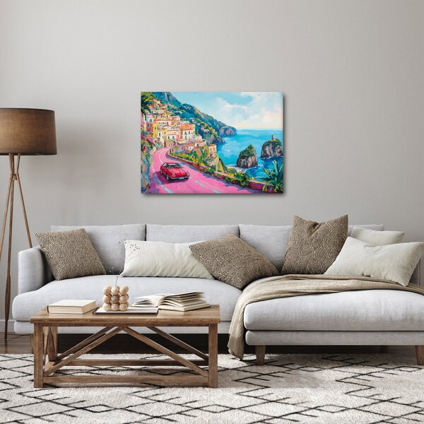 Tablou - Drum roz pe coastă (70x50 cm)
