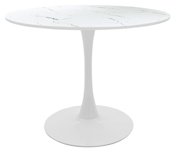 Set dining Balou I, Pako World, 5 piese, Aspect marmura, Alb, 120x75 cm