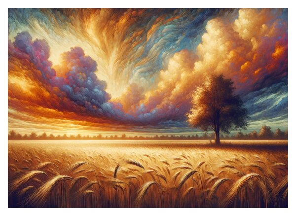Tablou pe sticlă – Arbore pe câmp (70x50 cm)