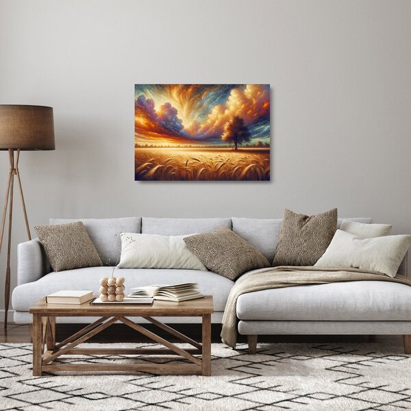 Tablou pe sticlă – Arbore pe câmp (70x50 cm)
