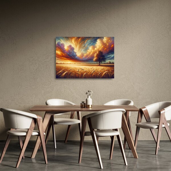 Tablou pe sticlă – Arbore pe câmp (70x50 cm)