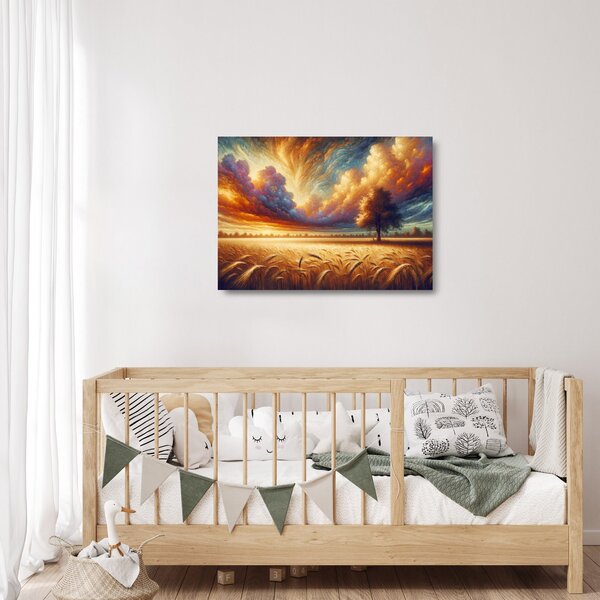 Tablou pe sticlă – Arbore pe câmp (70x50 cm)