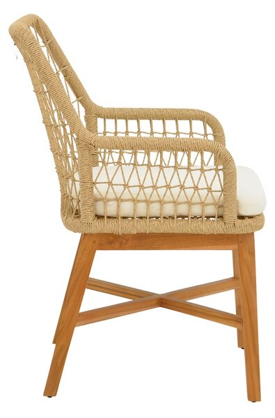 Set dining Elaiza-Kenda, Pako World, 5 piese, Bej-Natural, 120x120x75 cm