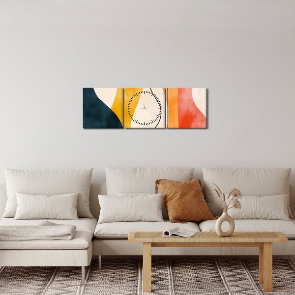 Tablou - Ilustrație colorată minimalistă II. (cu ceas) (90x30 cm)