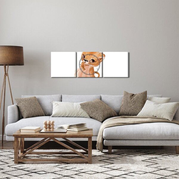 Tablou - Animăluț în acuarelă N⁰6 (cu ceas) (90x30 cm)