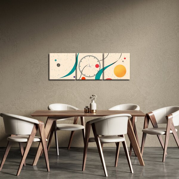 Tablou - Ilustrație colorată minimalistă (cu ceas) (90x30 cm)