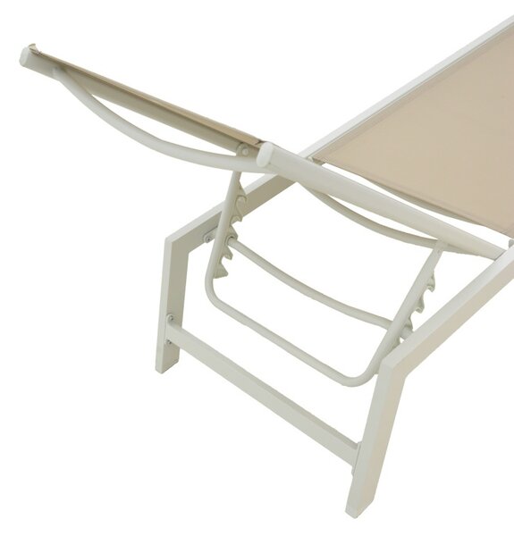 Șezlong din aluminiu si textilenă Model Boka, Alb, 60x192x31 cm
