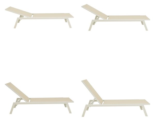 Șezlong din aluminiu si textilenă Model Boka, Alb, 60x192x31 cm