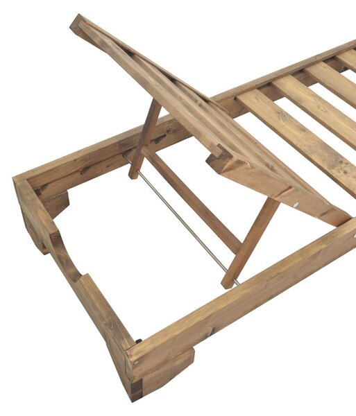 Șezlong din lemn masiv de brad Model Fendy, Nuc, 71.5x200x24 cm